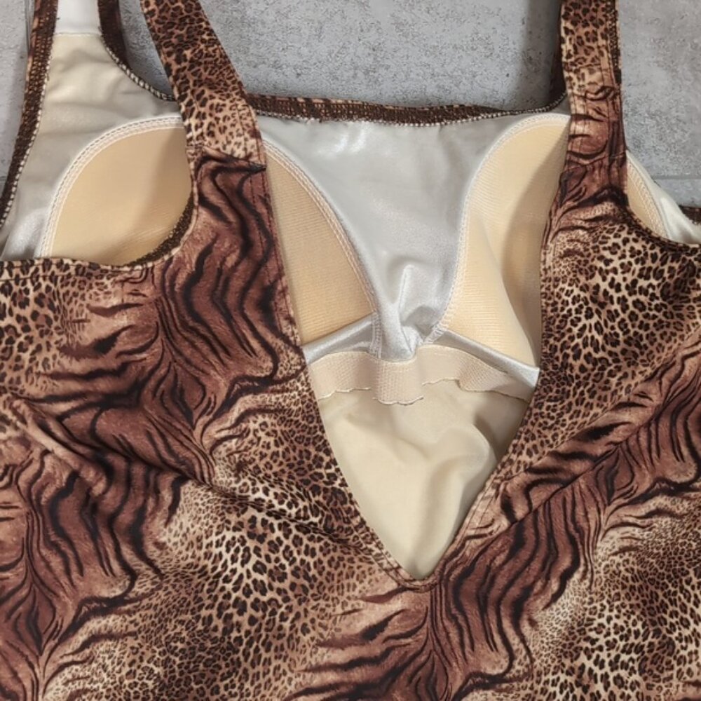 Vintage Baltex One Piece Swimsuit Animal Print Leopard Womens Plus Size 18W - Picture 6 of 9